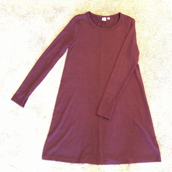 GAP Dresses & Skirts - Gap maroon long sleeve swing dress knee length